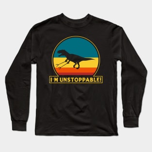 I’m Unstoppable T Rex With Long Arms Trash Pickers Retro Long Sleeve T-Shirt